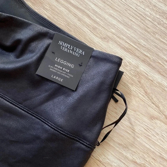 SIMPLY VERA- VERAWANG FAUX LEATHER LEGGINGS HIGH RISE LARGE - Picture 2 of 5